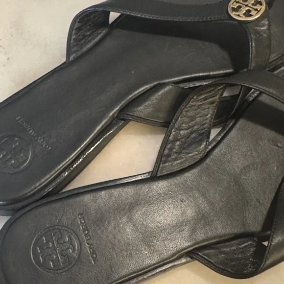 Tory Burch Black and Gold Sandals - Picture 12 of 16